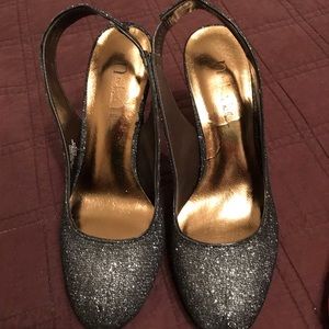 Silver shimmer heels